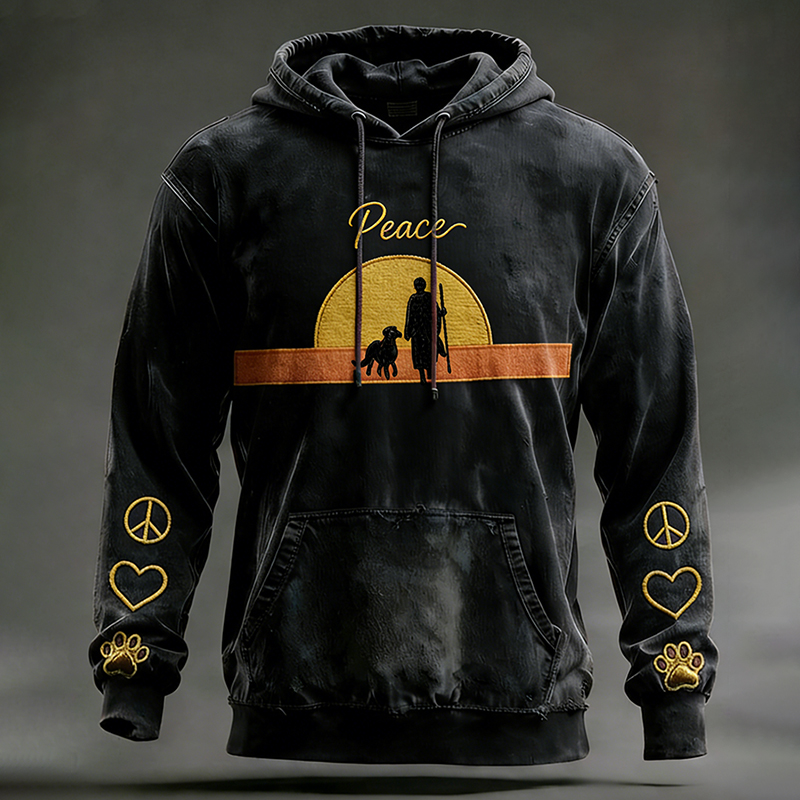 Men's Walk For Peace  Print Washed Hoodie