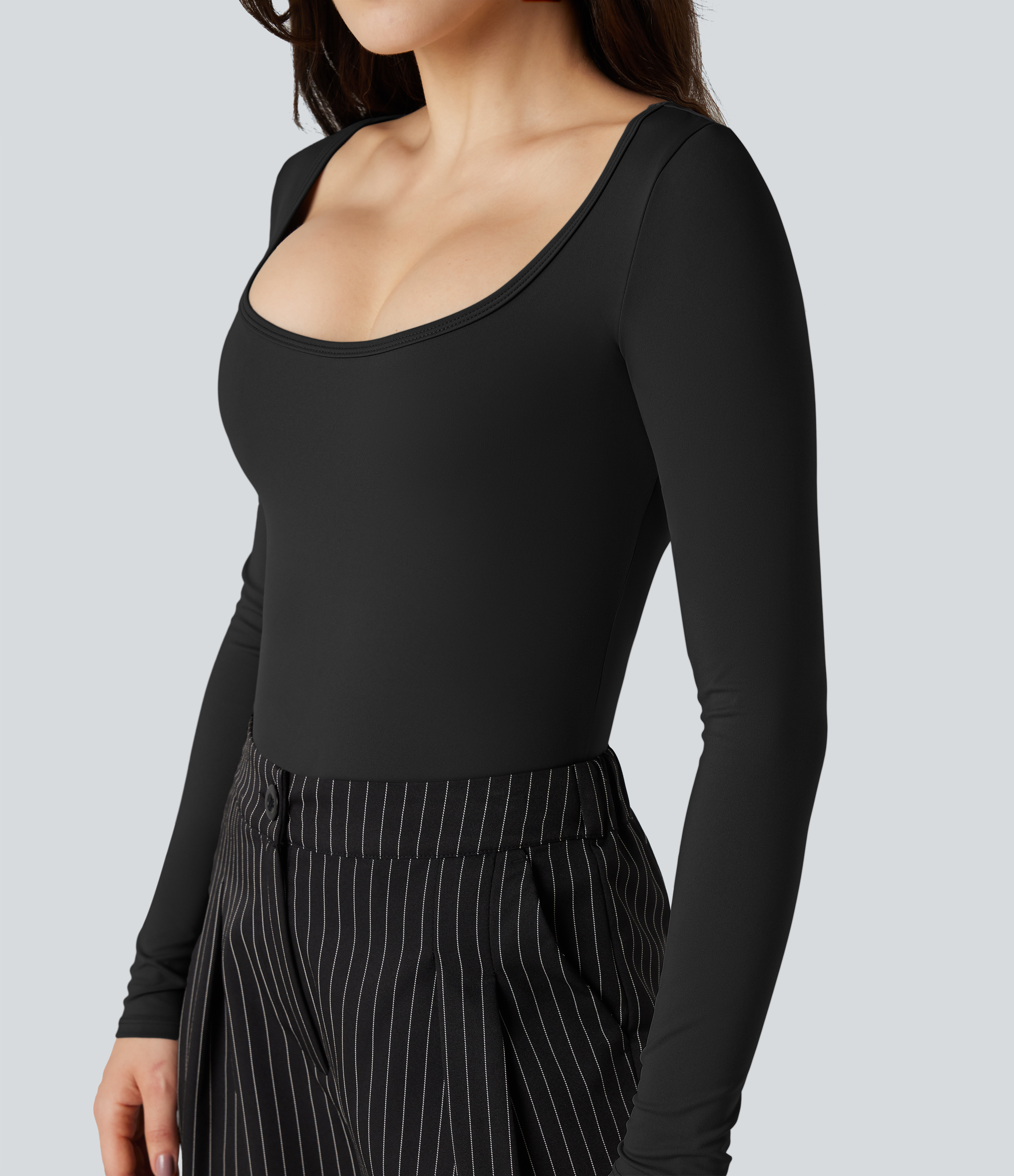 SoftlyZero™ Airy Scoop Neck Long Sleeve Work T-Shirt