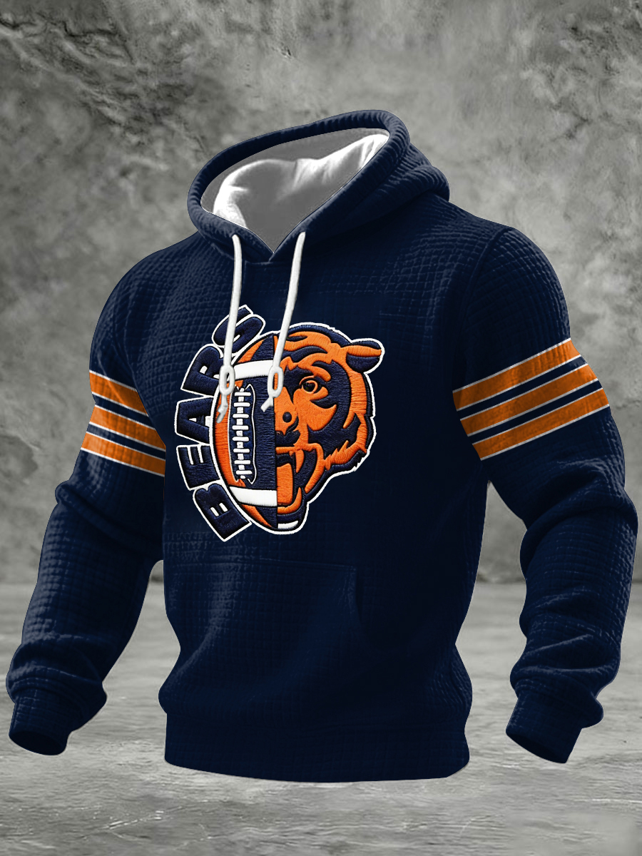 Men's Football Fans Gameday Casual Checkered Cotton Hoodie