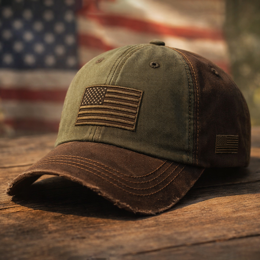 Vintage Two-Tone Distressed US Flag Embroidered America 250th Anniversary Baseball Cap