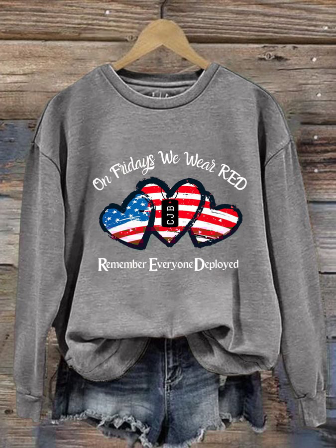 Women's On Fridays We Wear RED Printed Sweatshirt