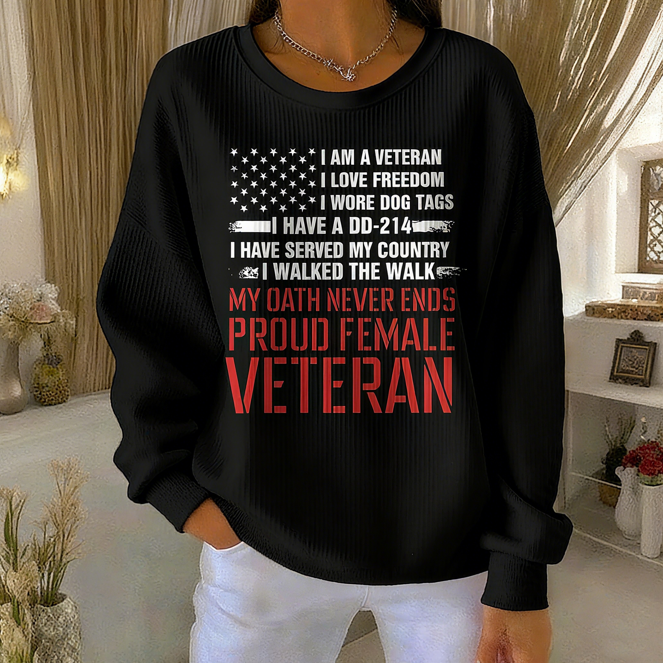 Women's Female Veteran Printed Sweatshirt