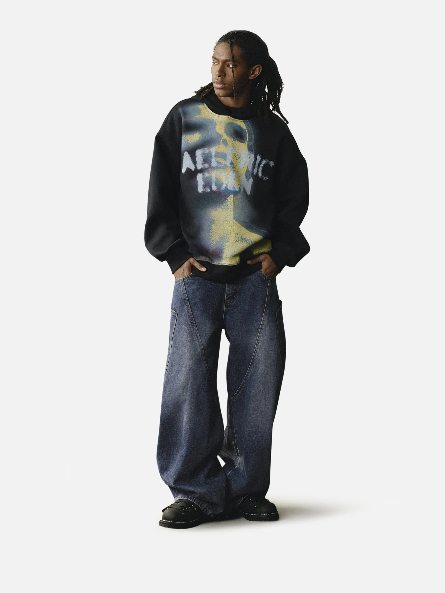 Aelfric Eden Oversized Thermal Pattern Pullover Hoodie