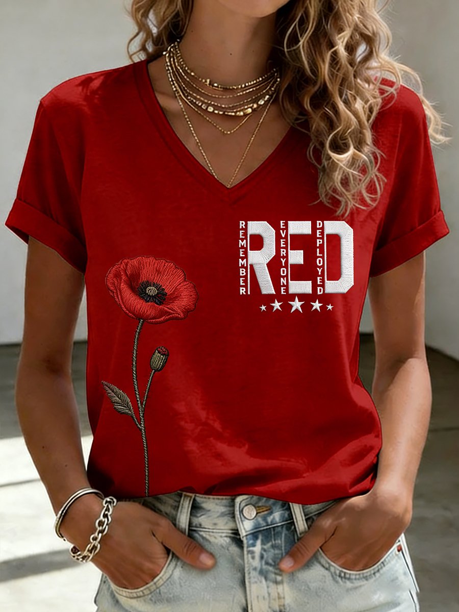 Women's Red Friday Print T-shirt