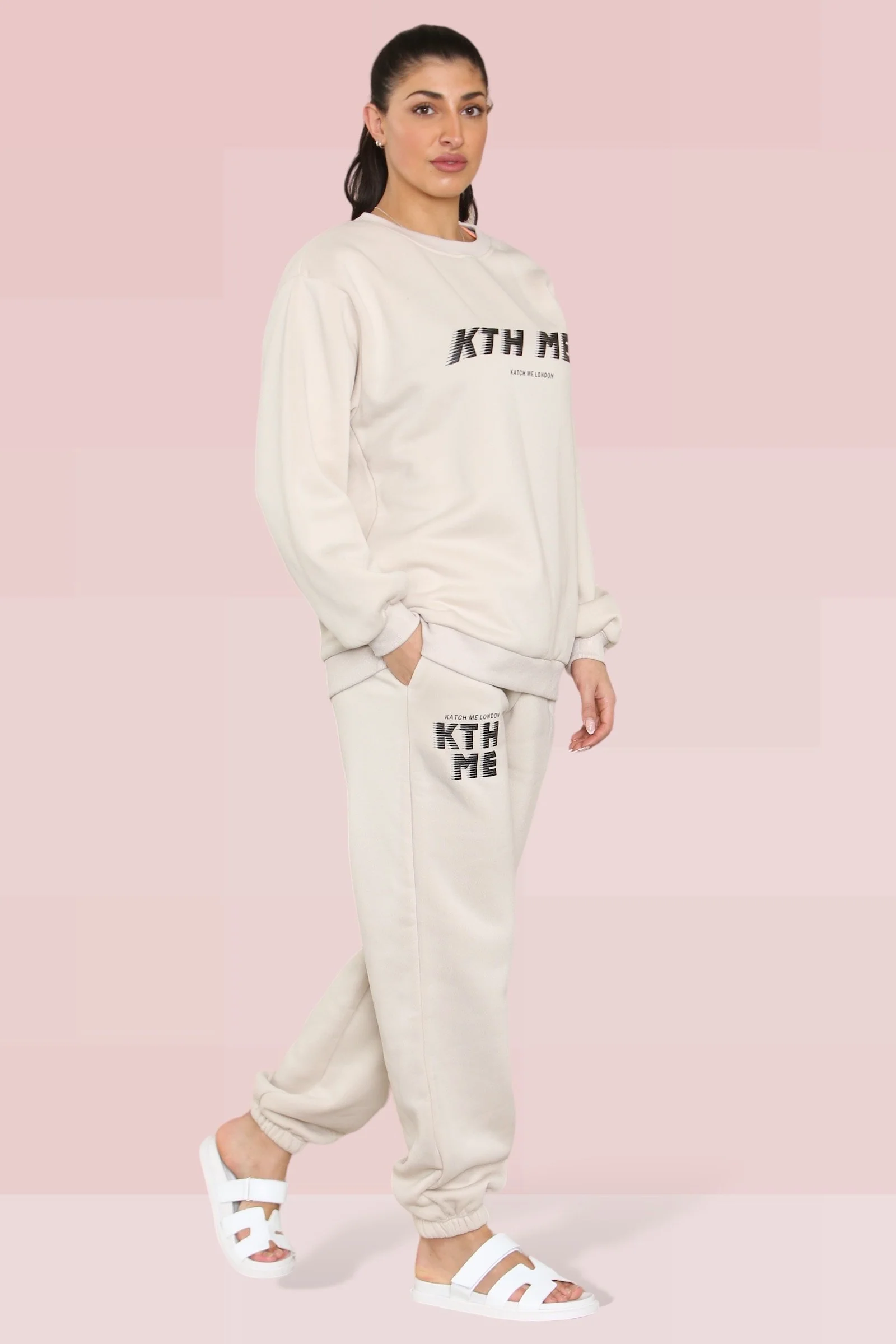 Casual KTH ME Print Loose Sweatshirt & Sweatpants Co-ord