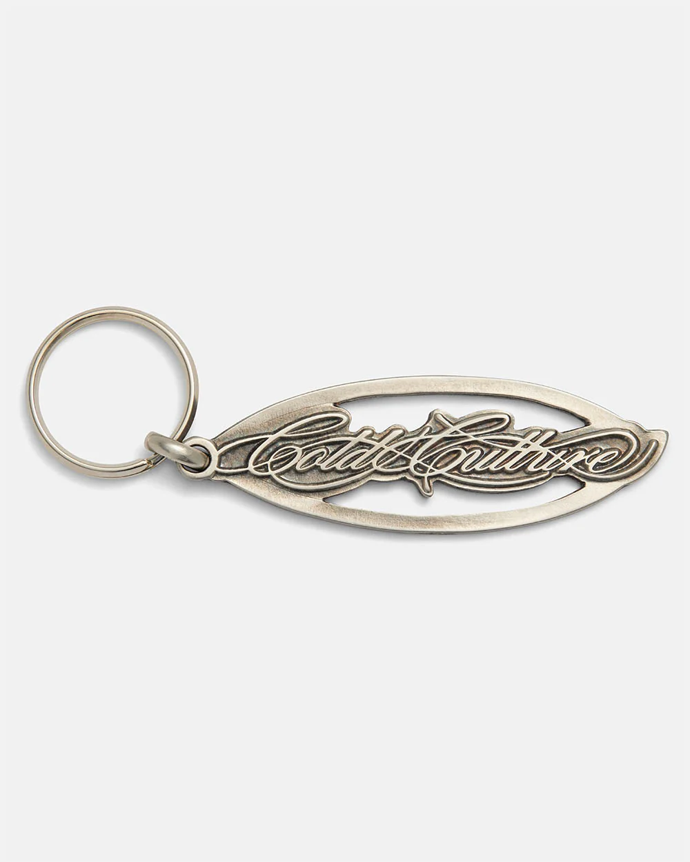 SCRIPT KEYCHAIN METAL SILVER 