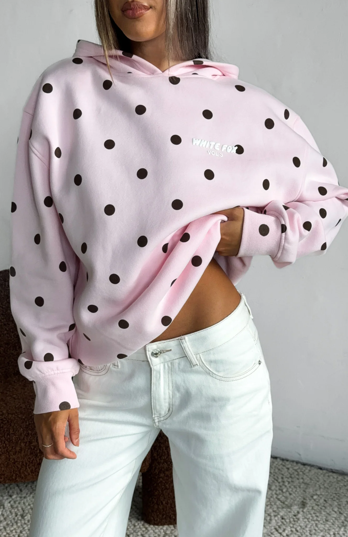 Offstage Printed Oversized Hoodie Posy Polka Dot