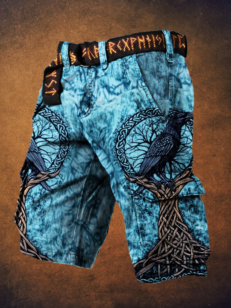 Men's Viking Life & Raven Viking Rune Graphics Cargo Shorts