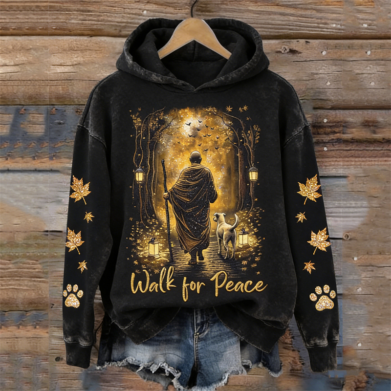 Walk For Peace Monk & Aloka Glitter Washed Hoodie