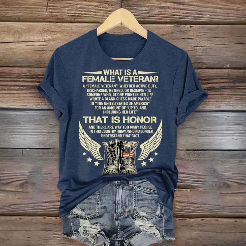 Women's Veteran Casual Printed T-shirt