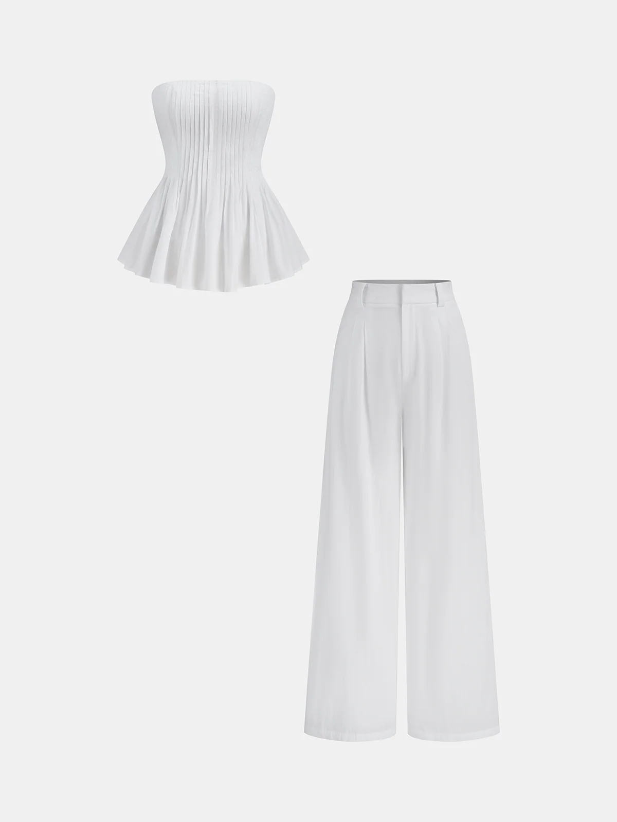 Cotton Mid-Waist Wide-Leg Pants With Pockets