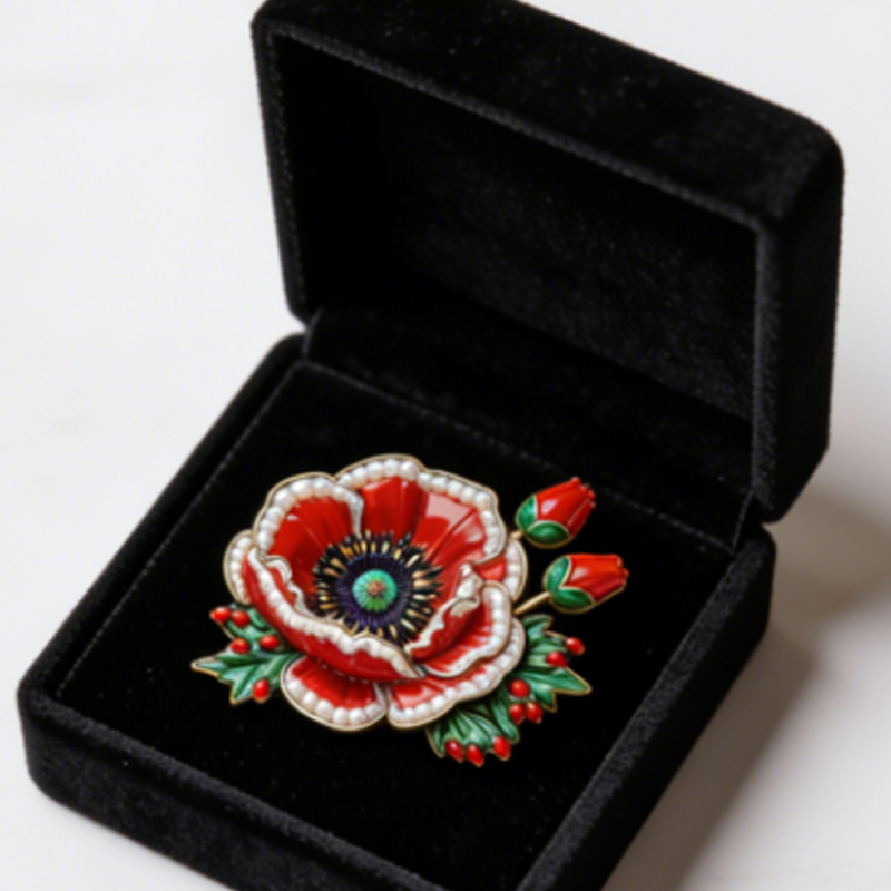 Unisex US Memorial Day Poppy Exquisite Brooch