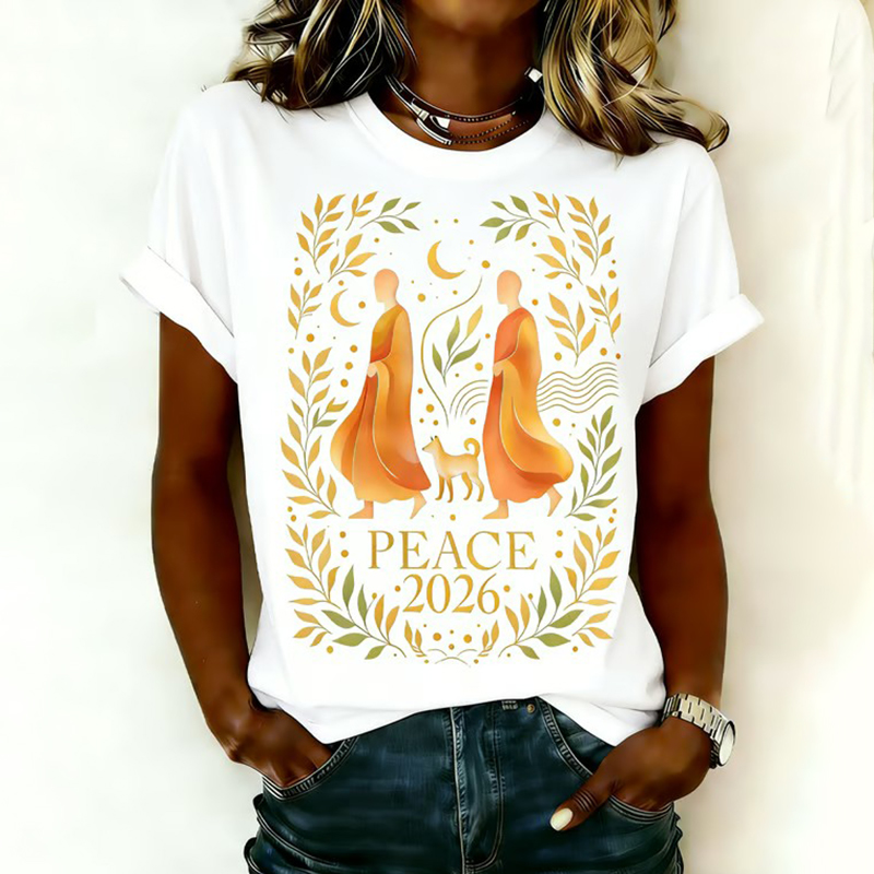 Women's Casual Walk For Peace Printed T-shirt