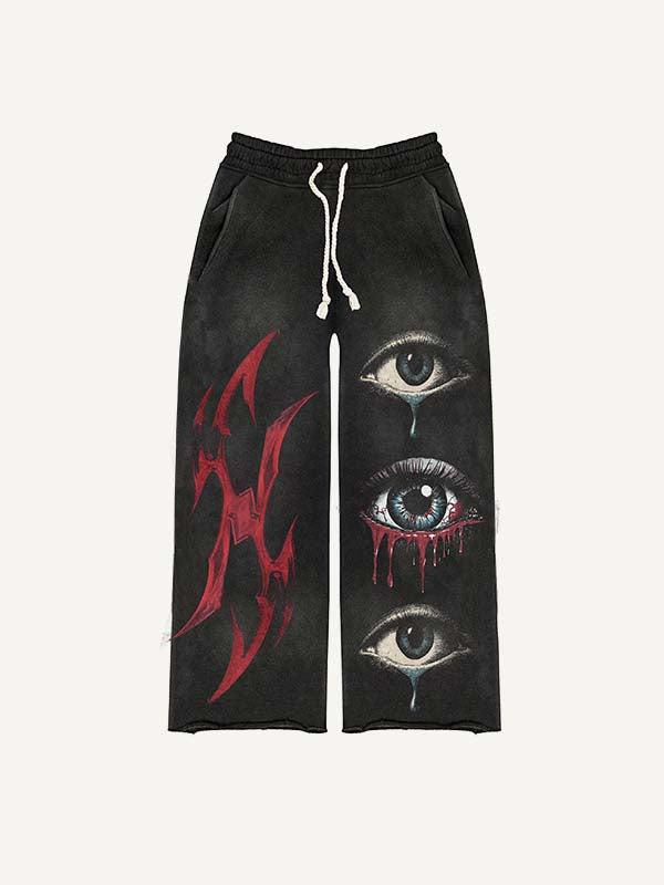 Eye&Graphic Print Elastic Waist Pants