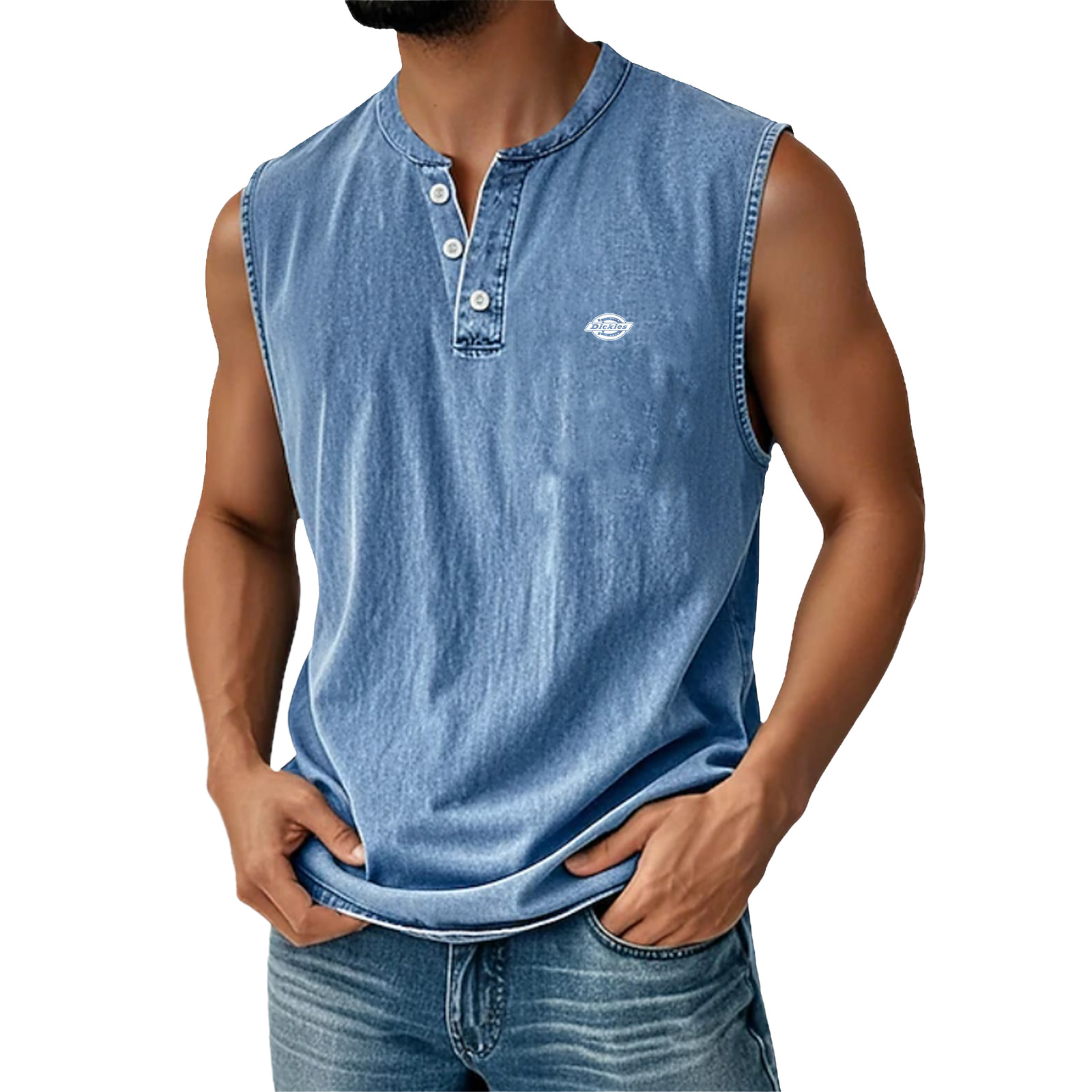 SoftFade™ Men's Vintage Vest Top 100% Cotton Acid Wash Undershirt Sleeveless Henley Shirt Summer Fall Plain Classic Vacation Street Black Top Tee for Men