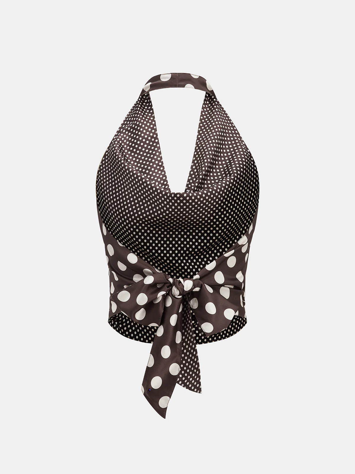 Polka Dot Backless Halter Satin Top