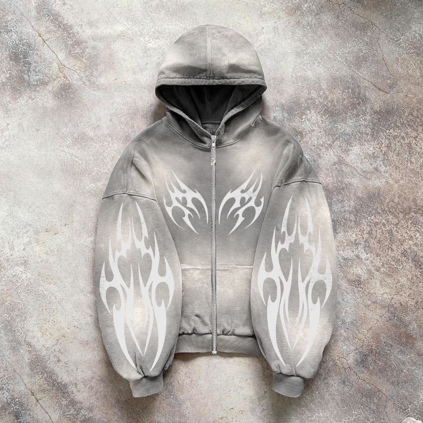 Vintage Zip-Up Loose Hoodie