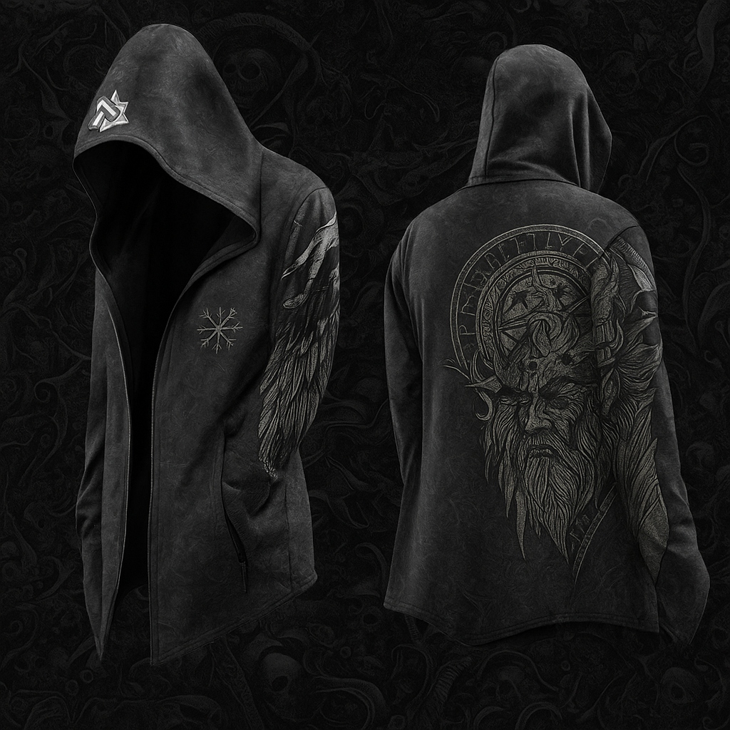 Men's Viking Mythology Odin's Wrath Totem Hooded Jacket