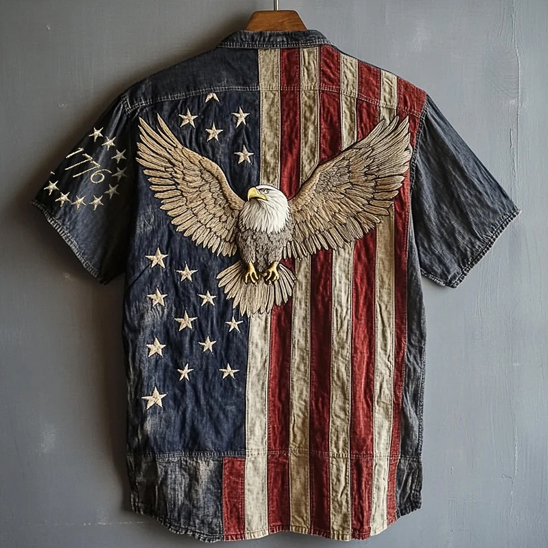 US 250th Anniversary Flag Eagle Print Shirt