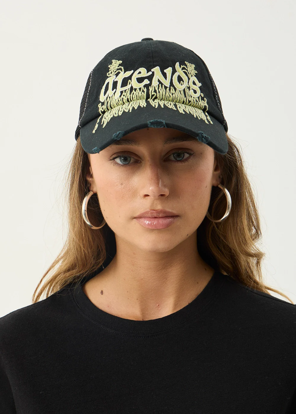 AFENDS Mens Pent-A-Gone - Six Panel Mesh Cap - Stone Black