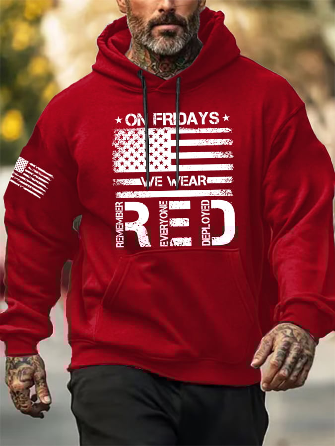 Men's On Friday We Wear Red Printed Hoodie