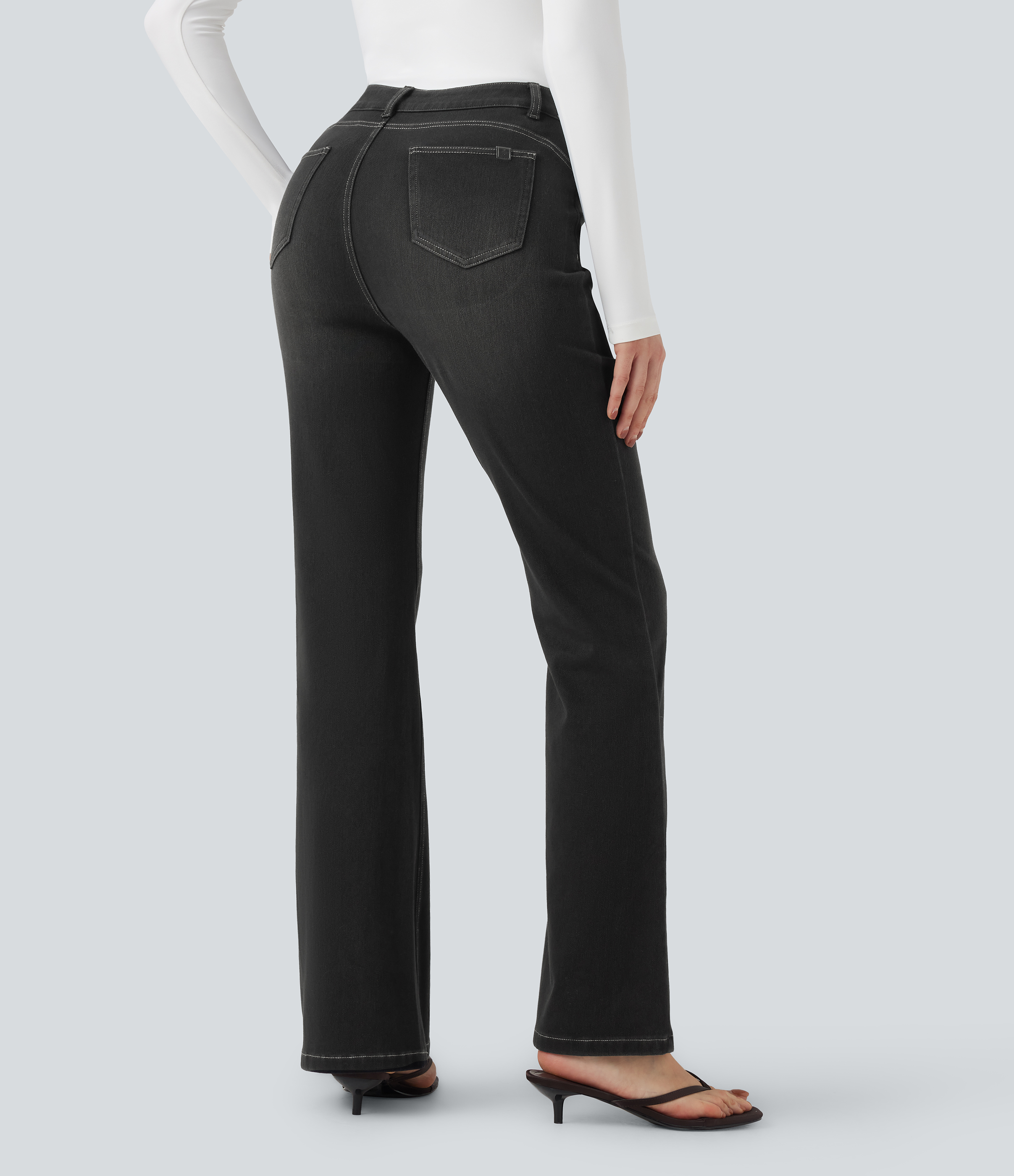 Halara Flex™ High Waisted Tummy Control Butt Lifting Denim Casual Bootcut Leggings with Pockets