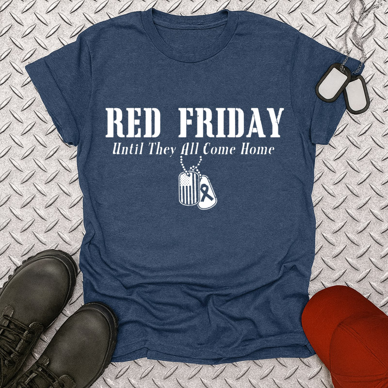 Women's  Red Friday Print Casual Short Sleeve T-Shirt