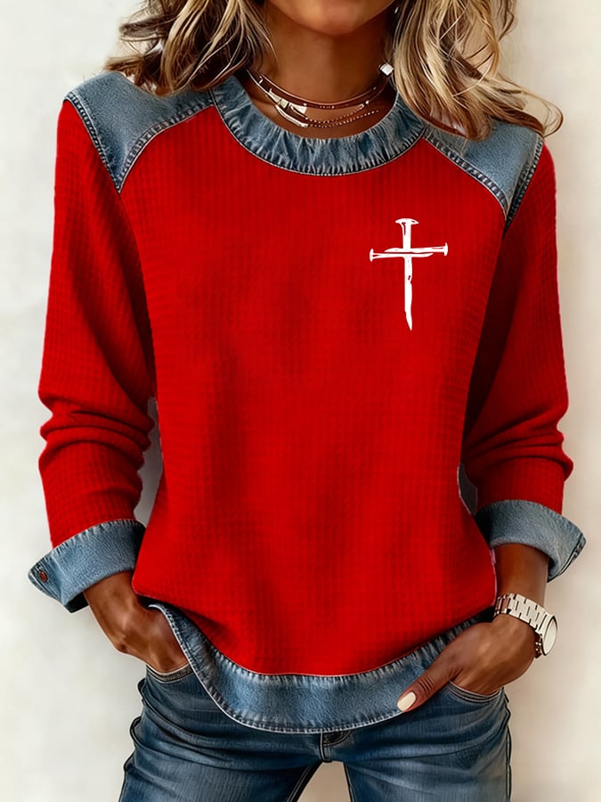 Women's Casual Faith Print Top