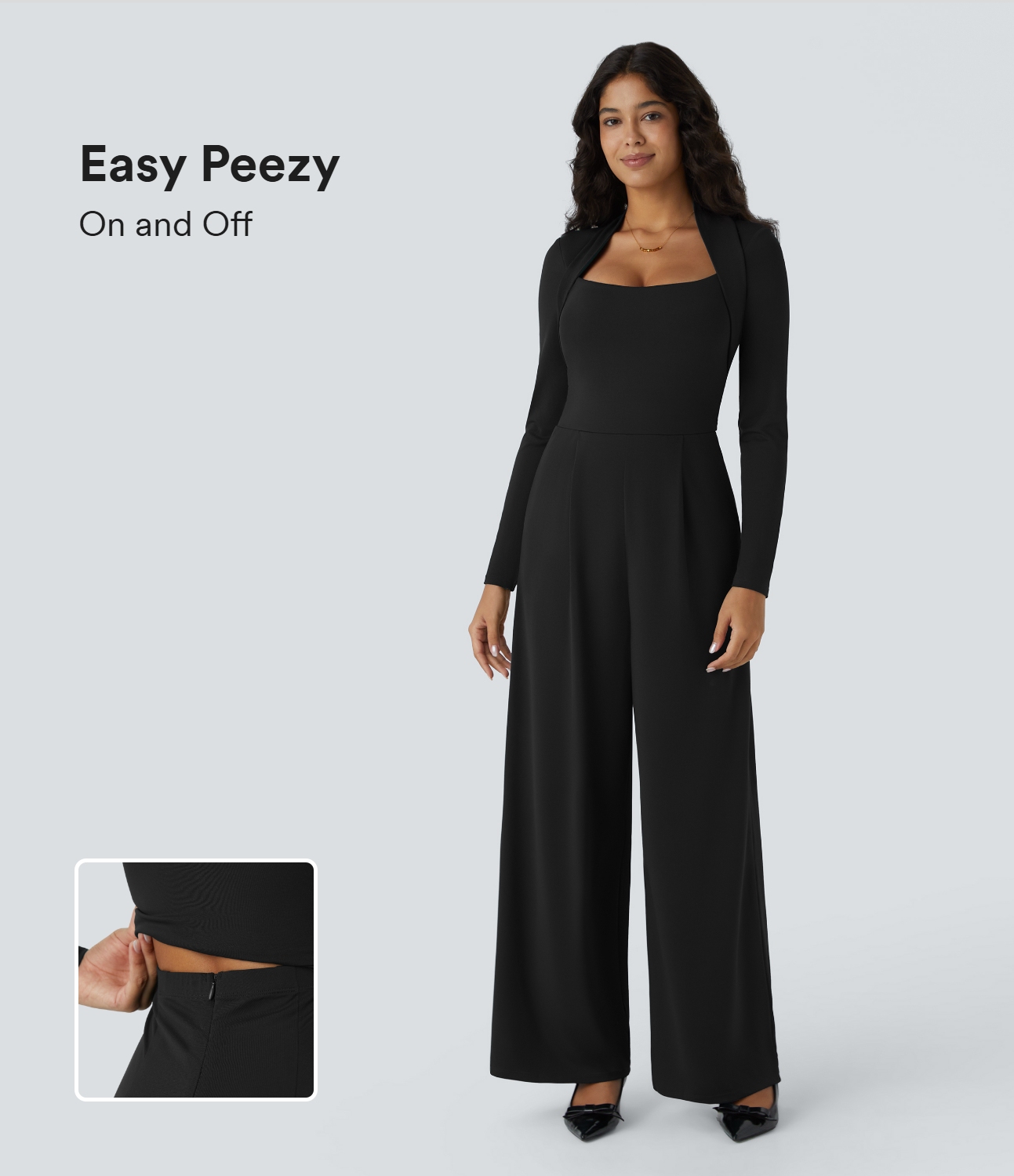 Long Sleeve Pocket Wide Leg Jumpsuit-Easy Peezy
