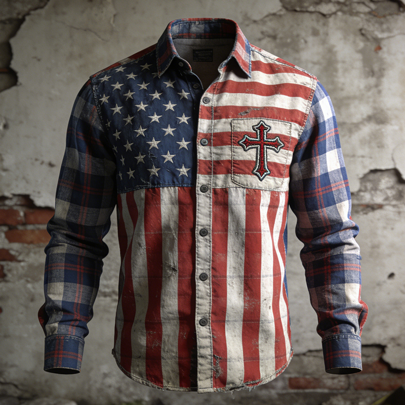 Men's American 250th Anniversary Faith Art Print Casual Shirt