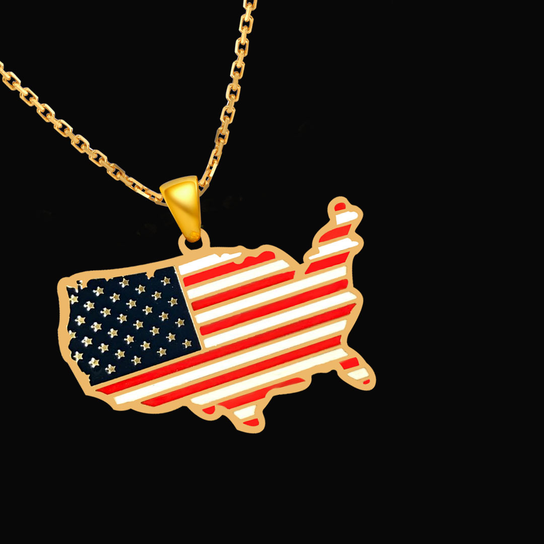 Men's American Map Necklace