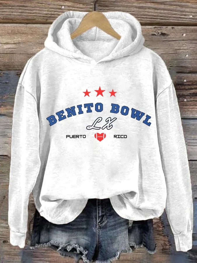 Retro Puerto Rico Print Hoodie