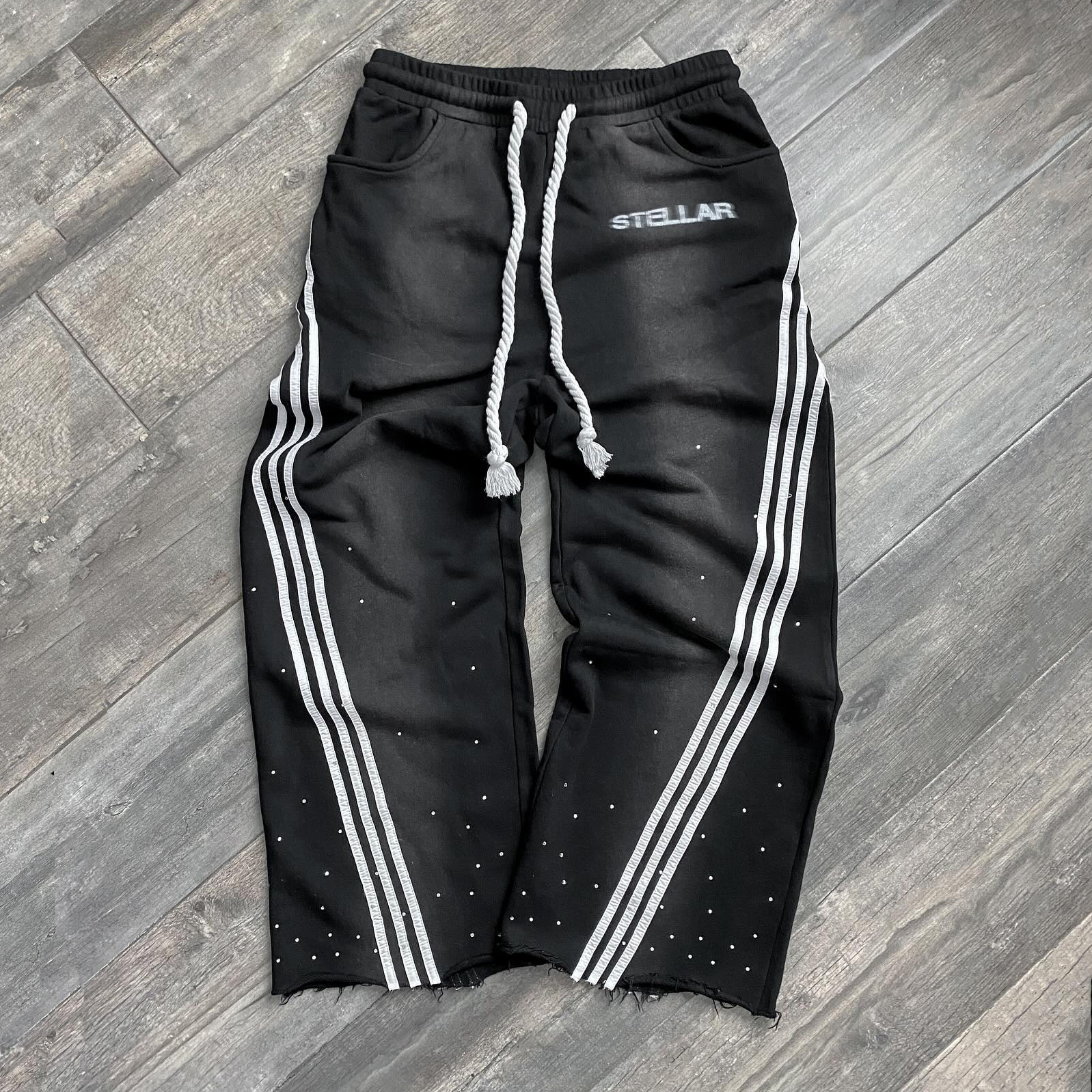 Interstellar casual street retro washed striped wide-leg sweatpants