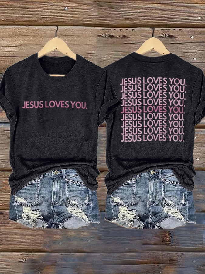 Women's JESUS LOVES YOU Print T-Shirt