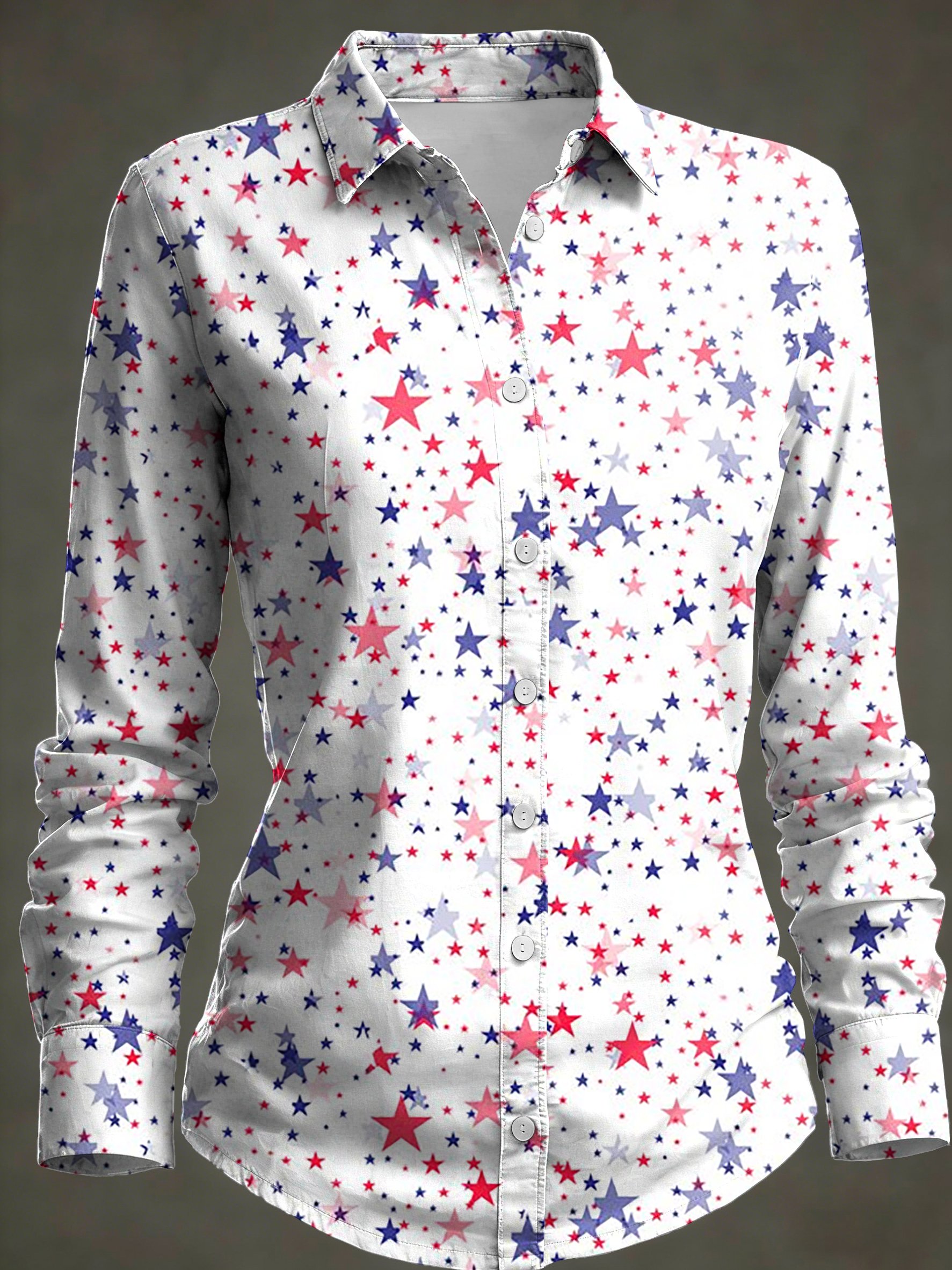 Women's 250th Anniversary National Flag Print Collared Shirt
