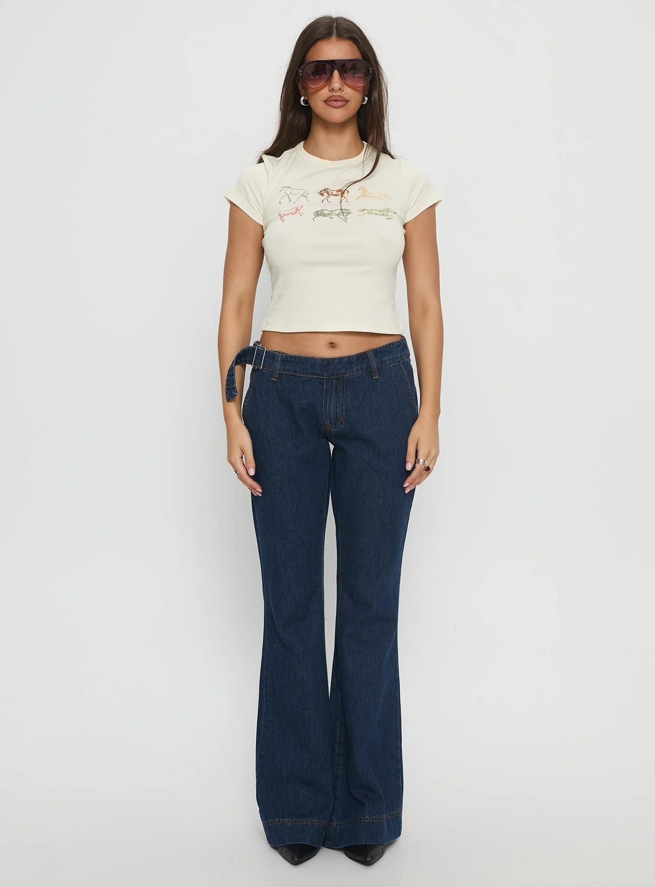 Acapulco Low Rise Flare Jeans Dark Blue Wash