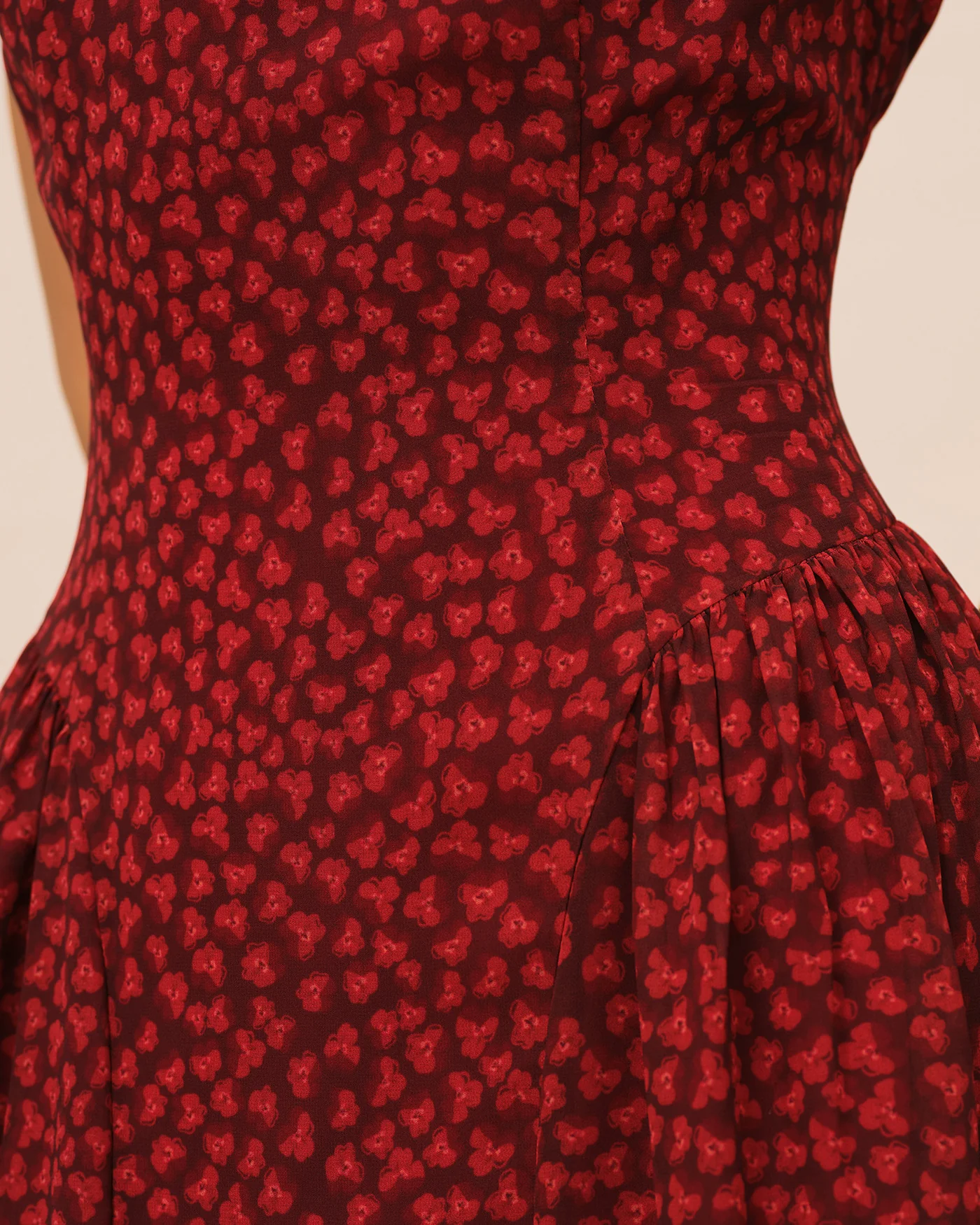 Red Cap Sleeve Floral Maxi Dress