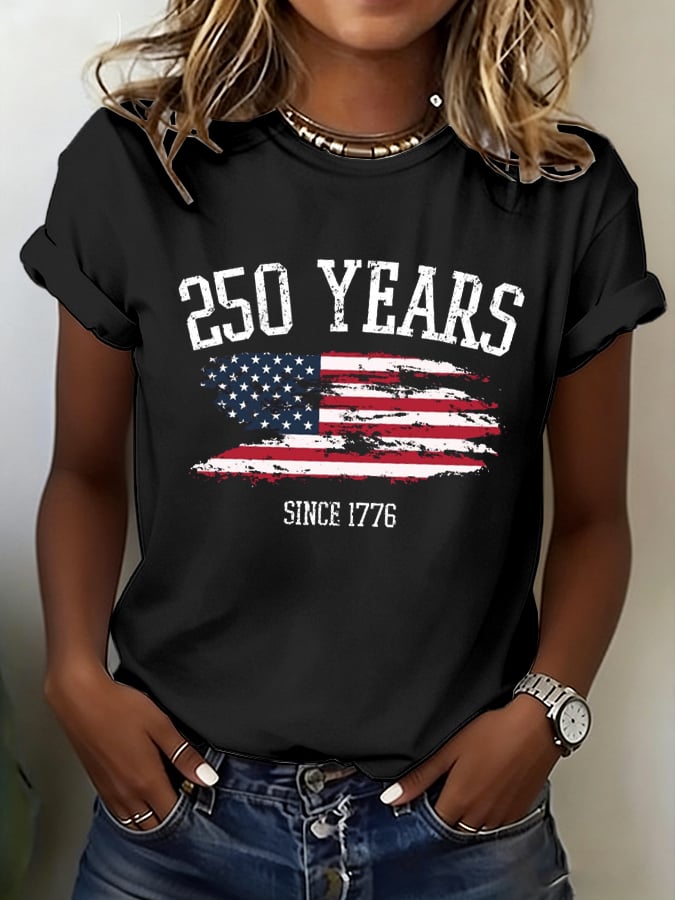 Women's 250th Anniversary National Flag Print Casual T-Shirt