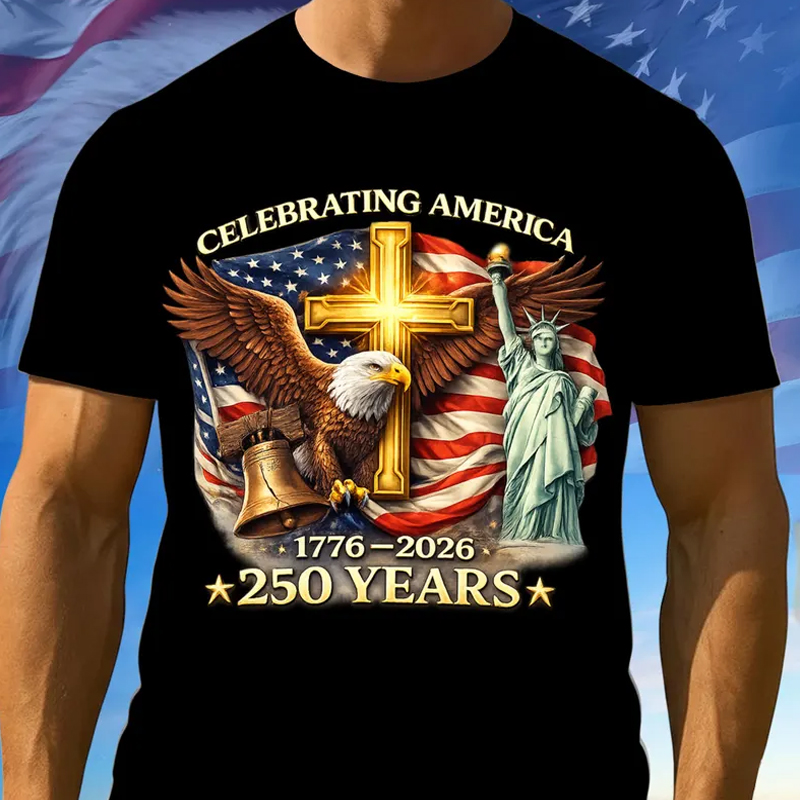 Men's US 250th Anniversary Print Casual T-Shirt