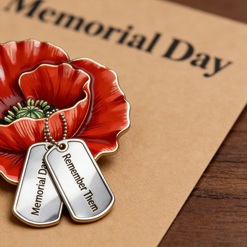 Unisex US Memorial Day Poppy Exquisite Brooch