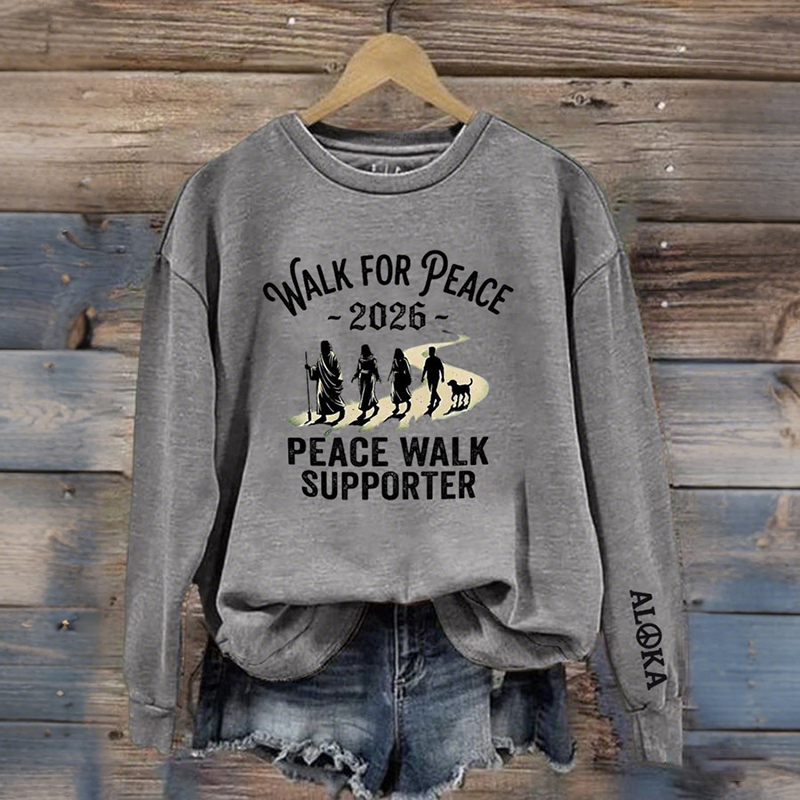 Women's Vintage Walk For Peace Monks With Aloka Dog Print Sweatshirt