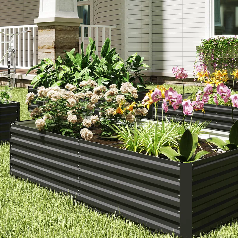 Large Metal Raised Garden Bed Kit with Safe Edge Curling Design
