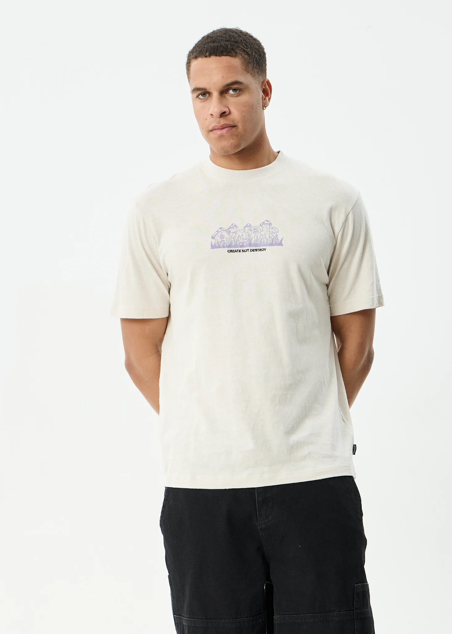 AFENDS Mens Allure - Retro Tee - Moonbeam