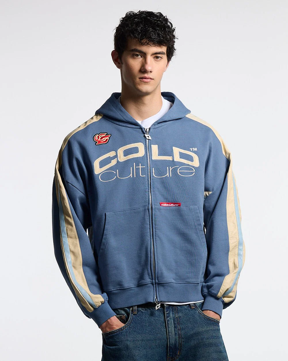 BIKER ZIP HOODIE NAVY