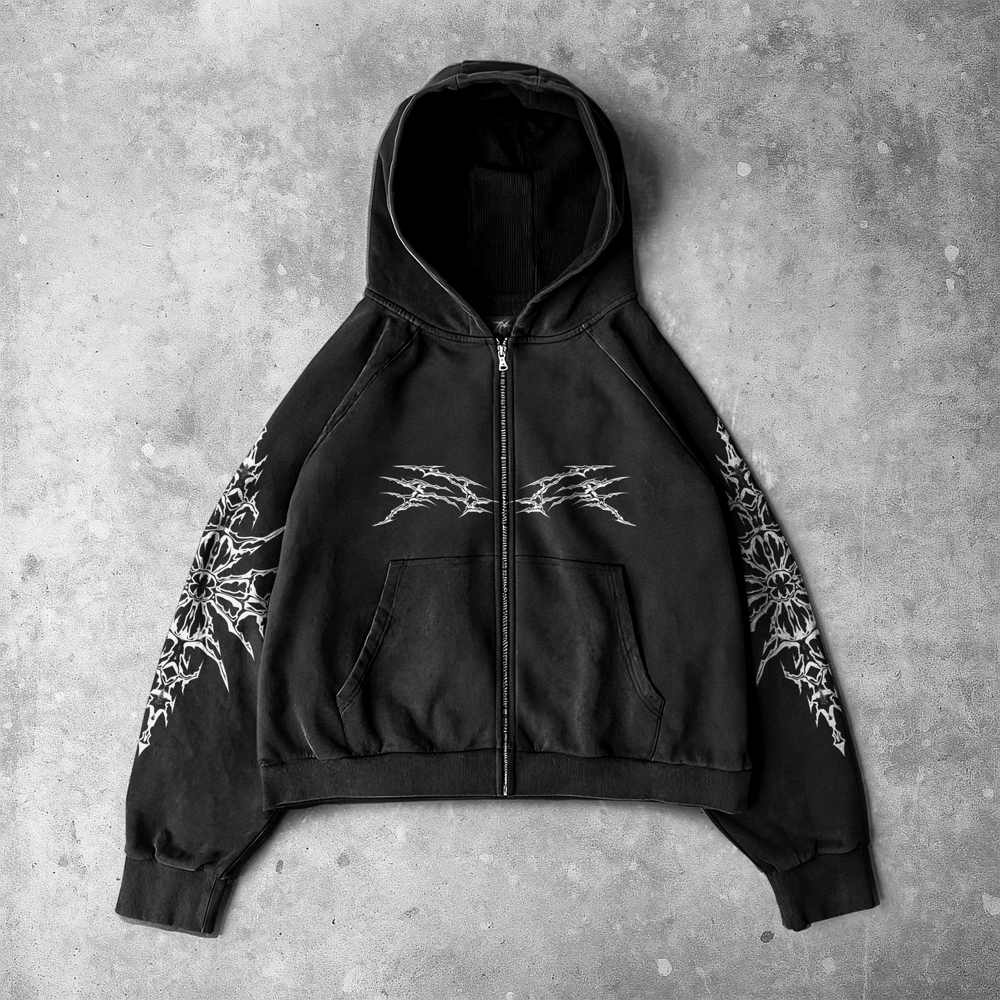 Decor Anime Cropped Zip Up Hoodie