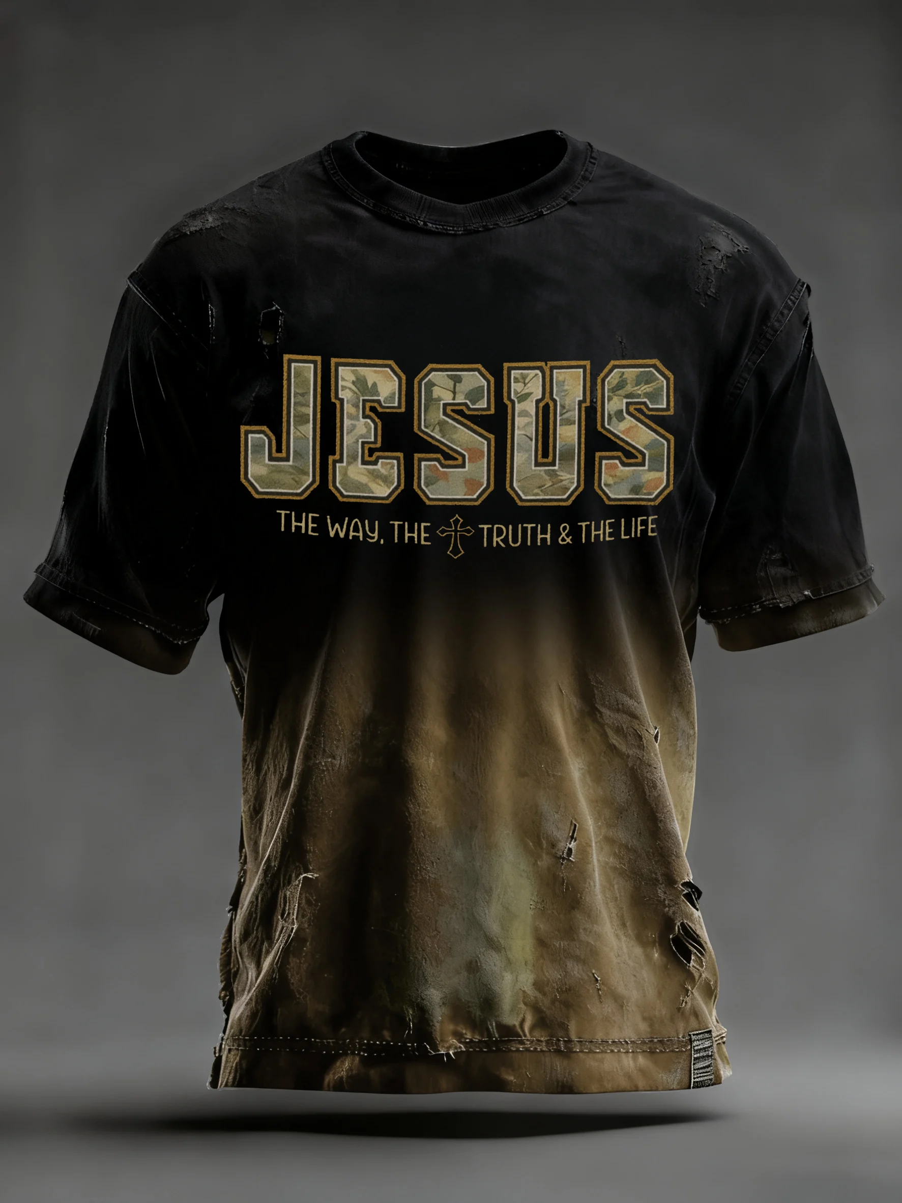 Men's Black Power Print T-shirt-Fast Shipping