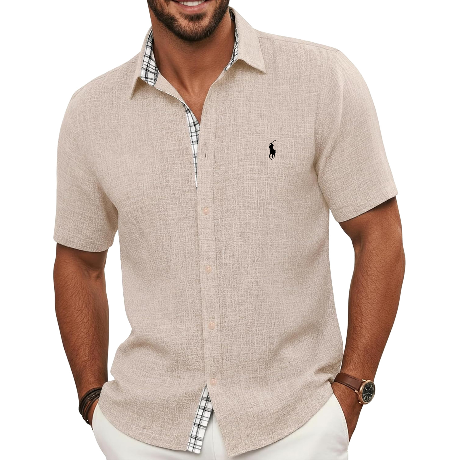 Men's Shirts Short Sleeves Button Down Shirts for Casual Beach Summer Wedding