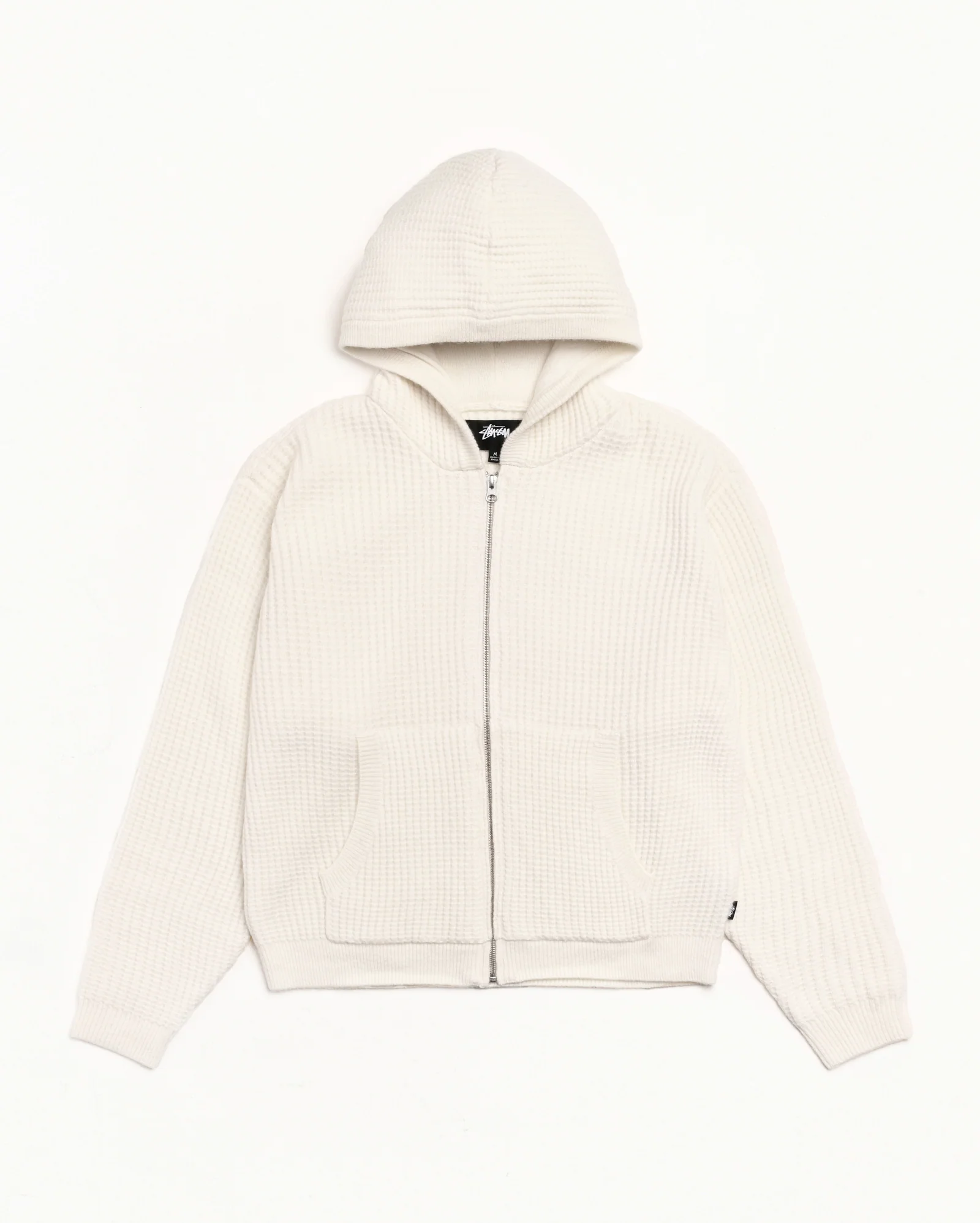WAFFLE CASHMERE ZIP HOOD SWEATER