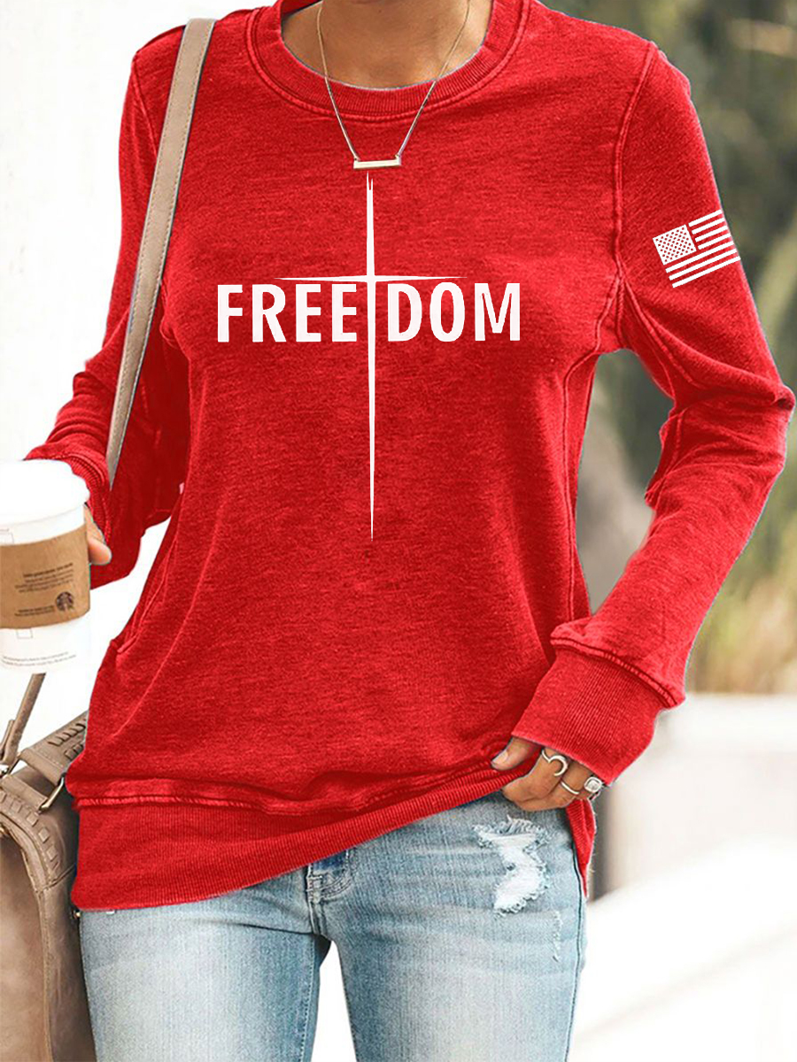 Women's Freedom 1776-2026Flag Printed Sweatshirt