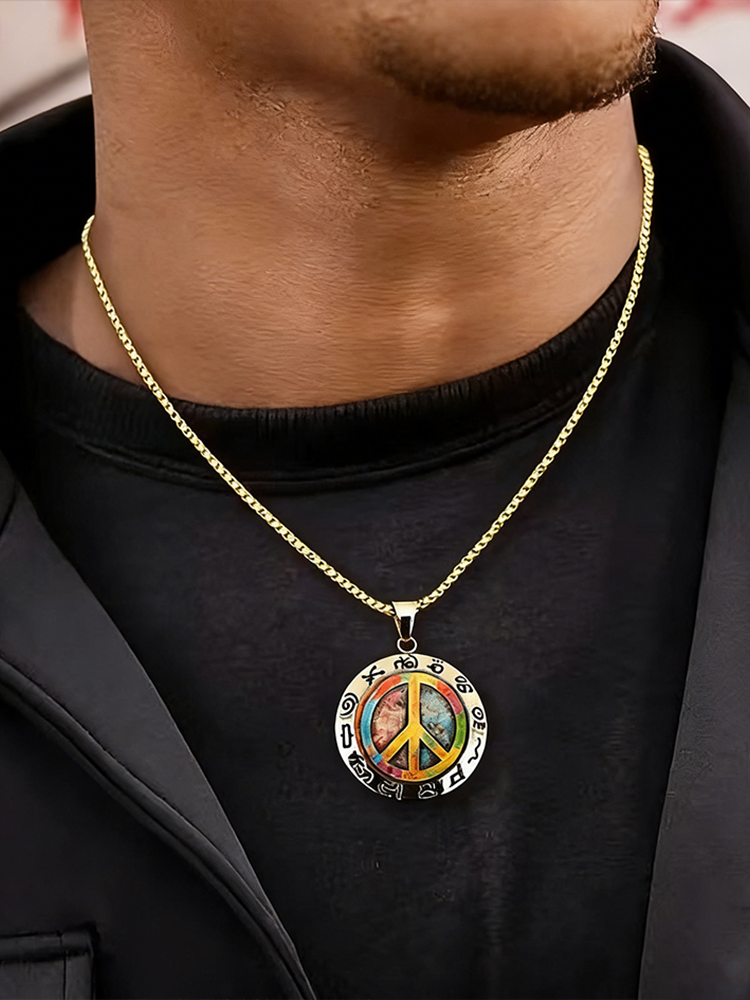 Retro Fashion And Peace Symbol Design Necklace